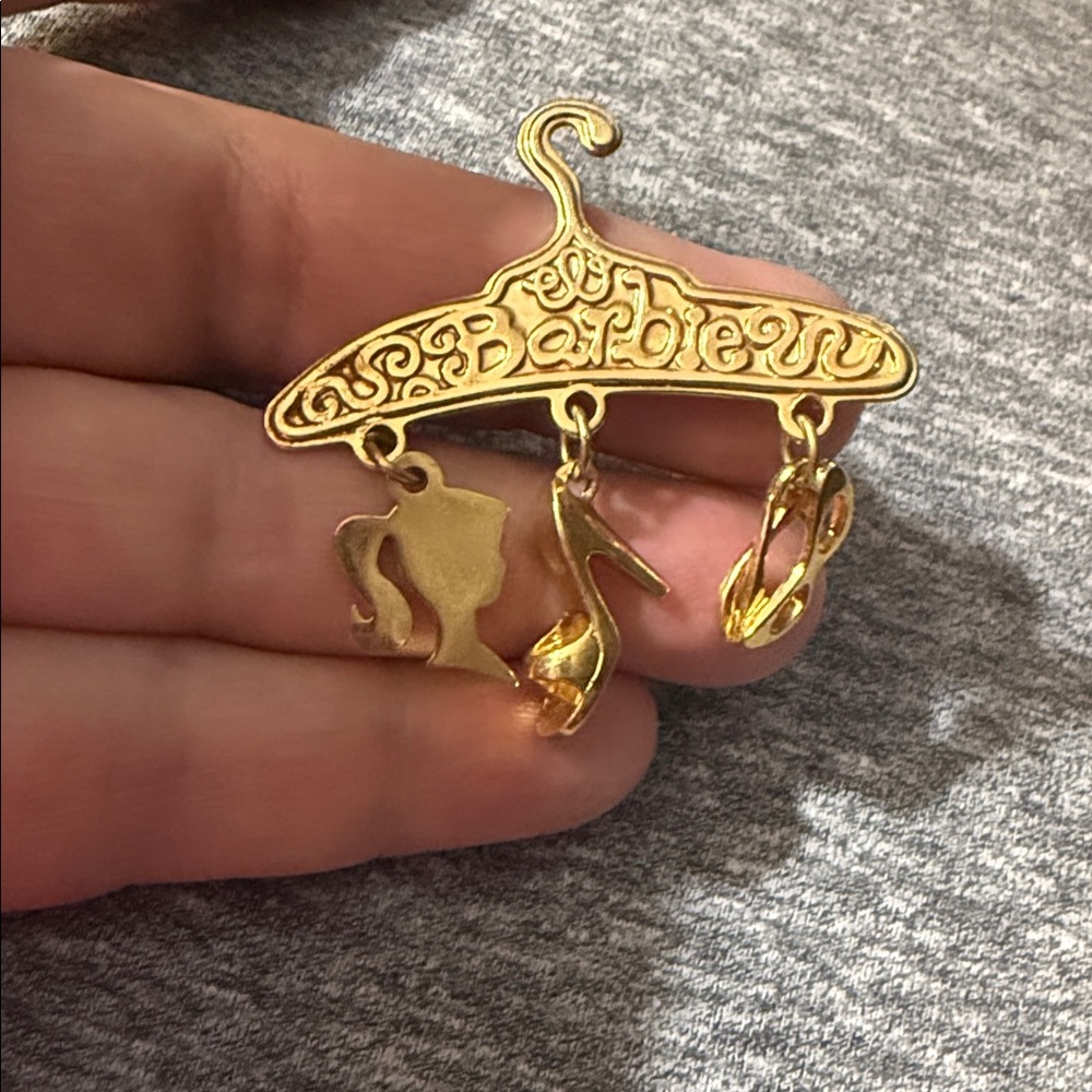 Vintage Avon Barbie Clothes Hanger Brooch Goldtone